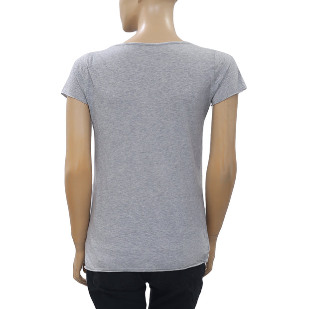 Zadig & Voltaire Tunisien MC Blason Strass Gray T-Shirt Top