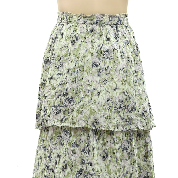 HappyxNature Kate Hudson Floral Printed Ruffle Maxi Skirt M