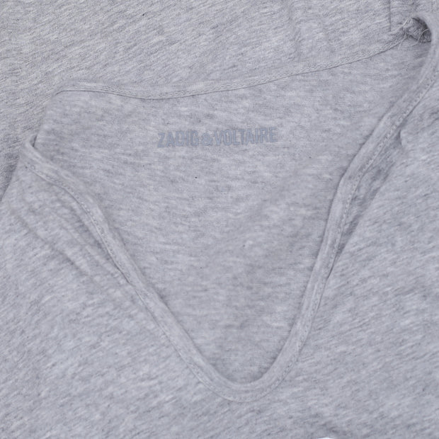 Zadig & Voltaire Tunisien MC Blason Strass Gray T-Shirt Top