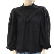 Anthropologie Eyelet Embroidered Blouse Top M US8