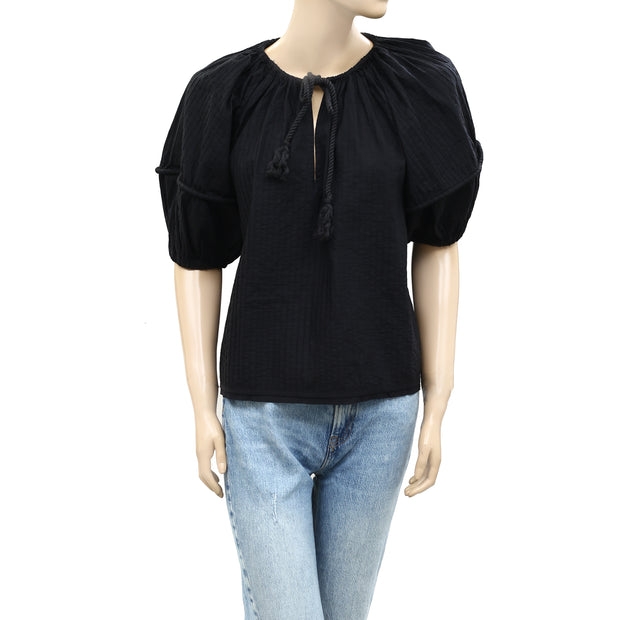Ulla Johnson Laurenza Split-Neck Pintuck Blouse Top M 6