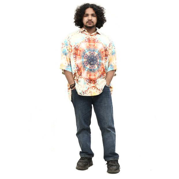 ASOS DESIGN Men's Boxy Kaleidoscope Floral Printed Shirt XL