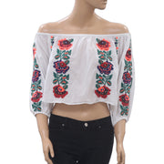 Topshop Neon Bardot Off Shoulder Crop Top