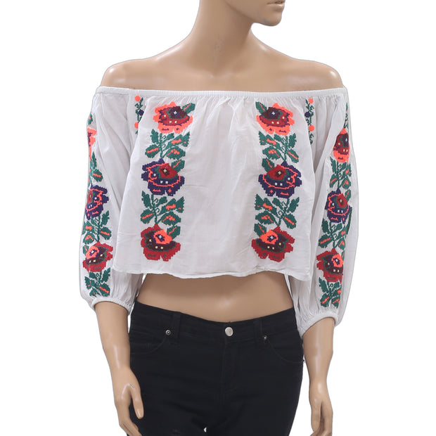 Topshop Neon Bardot Off Shoulder Crop Top