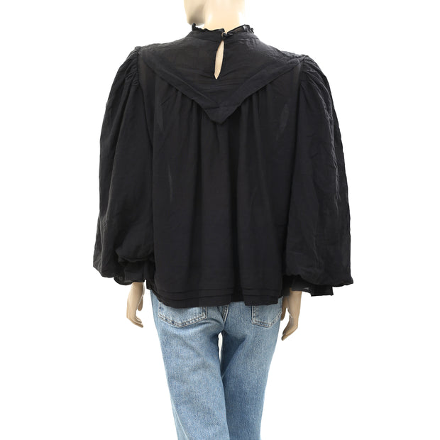 Anthropologie Eyelet Embroidered Blouse Top M US8