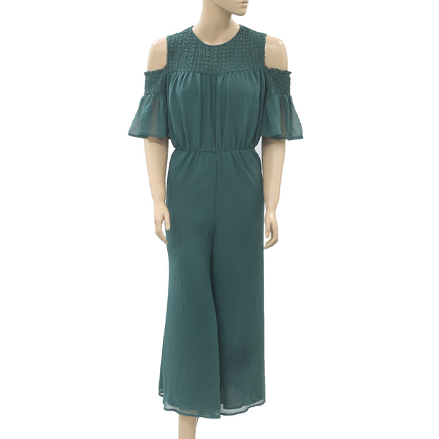 Zara Basic Collection Women Pine Cold Shoulder Jumpsuit Dress S