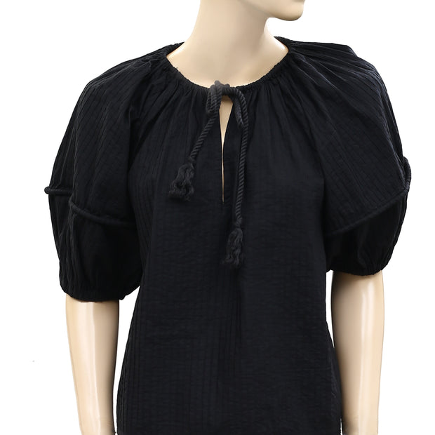 Ulla Johnson Laurenza Split-Neck Pintuck Blouse Top M 6