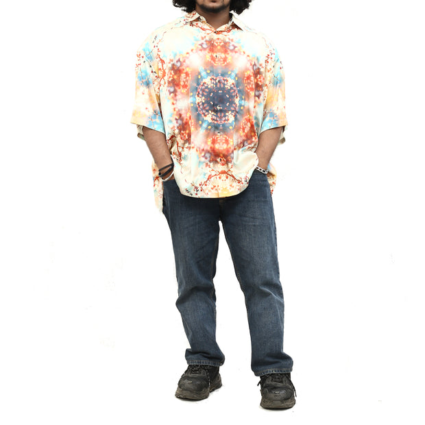 ASOS DESIGN Men's Boxy Kaleidoscope Floral Printed Shirt XL