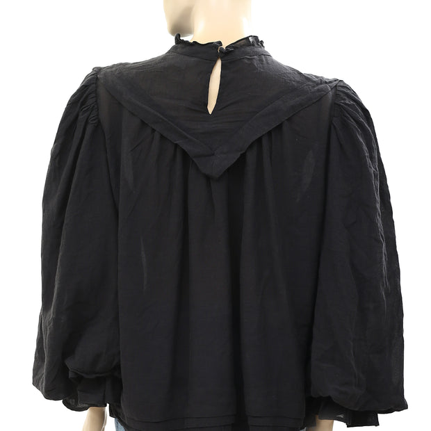 Anthropologie Eyelet Embroidered Blouse Top M US8