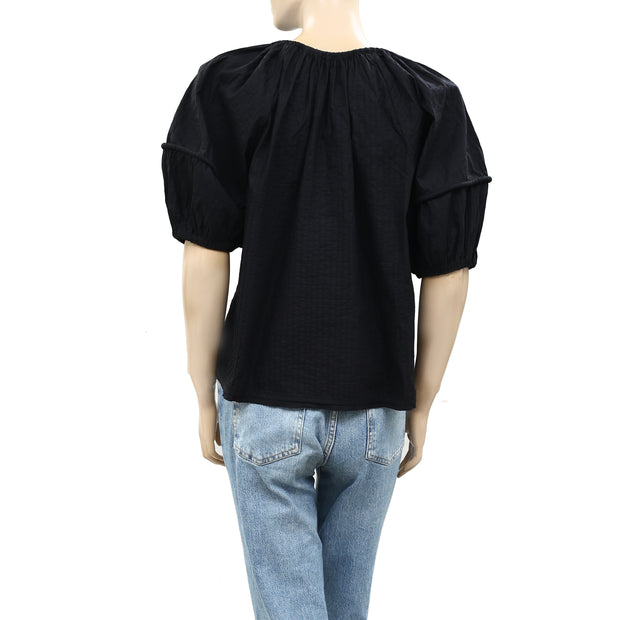 Ulla Johnson Laurenza Split-Neck Pintuck Blouse Top M 6