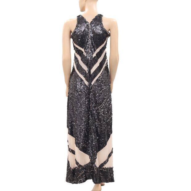 Uterque Sequin Embellished Long Maxi Dress
