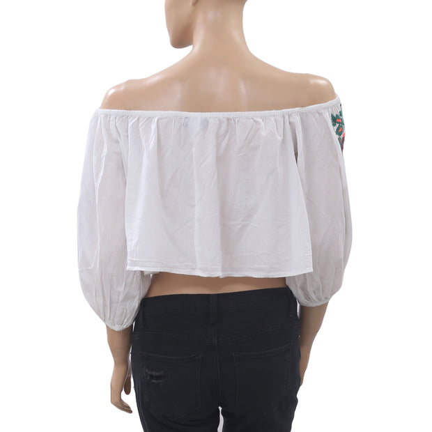 Topshop Neon Bardot Off Shoulder Crop Top
