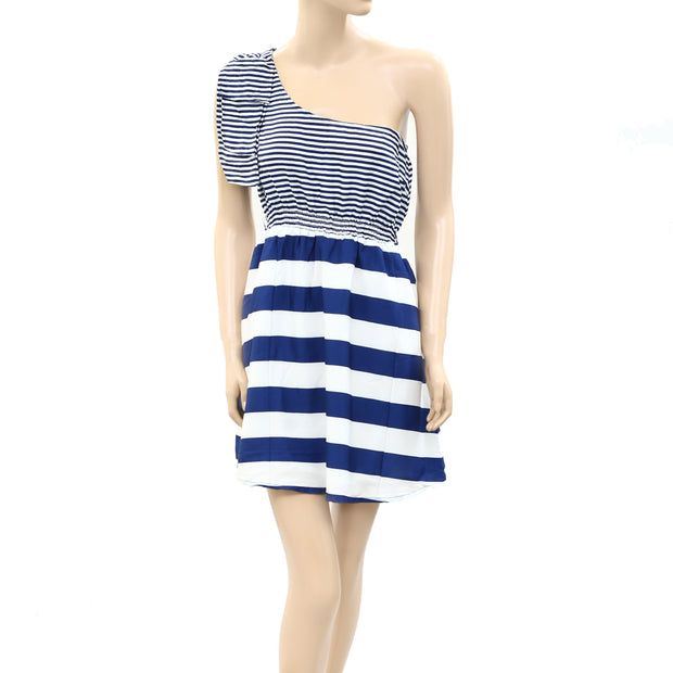 Tally Weijl One Shoulder Striped Printed Tunic Mini Dress XS