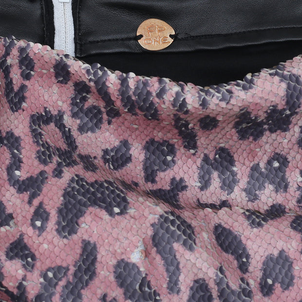 Free People Fp One Skinny Allover Sequin Cheetah Print Mini Skirt L