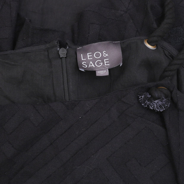 Leo & Sage Texture Ruffle Black Tank Blouse Top M