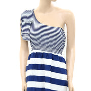 Tally Weijl One Shoulder Striped Printed Tunic Mini Dress XS