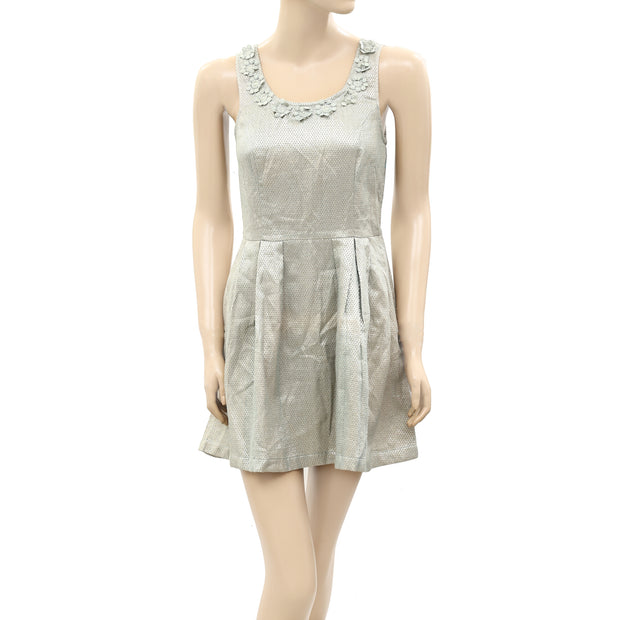 Twin Set Simona Barbieri Italy Floral Patchwork Shimmer Mini Dress XS