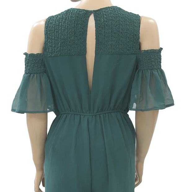 Zara Basic Collection Women Pine Cold Shoulder Jumpsuit Dress S