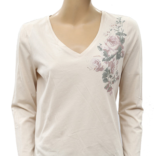 Chaps Sequin Embellished Blouse Top M