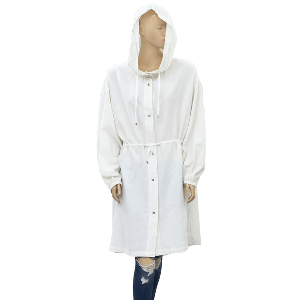 Free People Solid Cotton Hoodie Tunic Jacket Top M