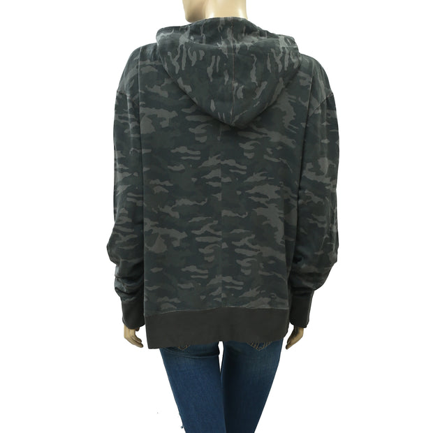 Urban Outfitters Military Printed Hoodie Top L