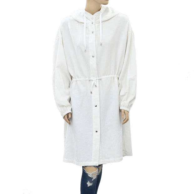 Free People Solid Cotton Hoodie Tunic Jacket Top M