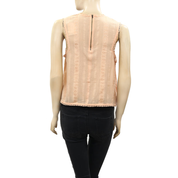 Free People 刺绣蕾丝背心衬衫上衣 S