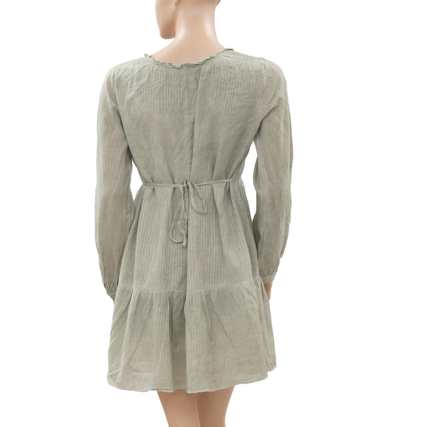 Tara Collection Striped Ruffle Mini Dress M