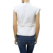 IRO White Thread Embroidered White Coverup Blouse Top S
