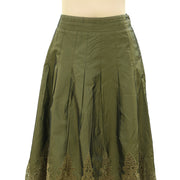 Malvin Lace Floral Embroidered Pleated Midi Skirt M