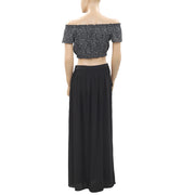 Kimchi Blue Urban Outfitters Print Off Shoulder Crop Top Maxi Skirt Set S