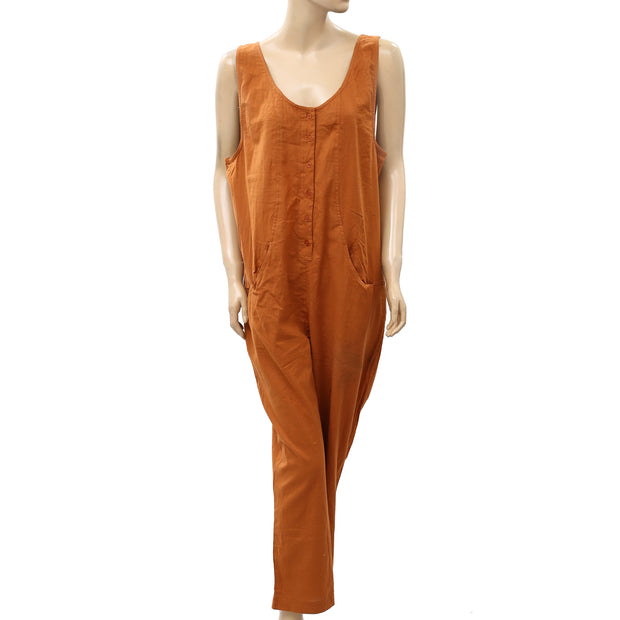 ASOS DESIGN Button Front Linen Minimal Jumpsuit Dress