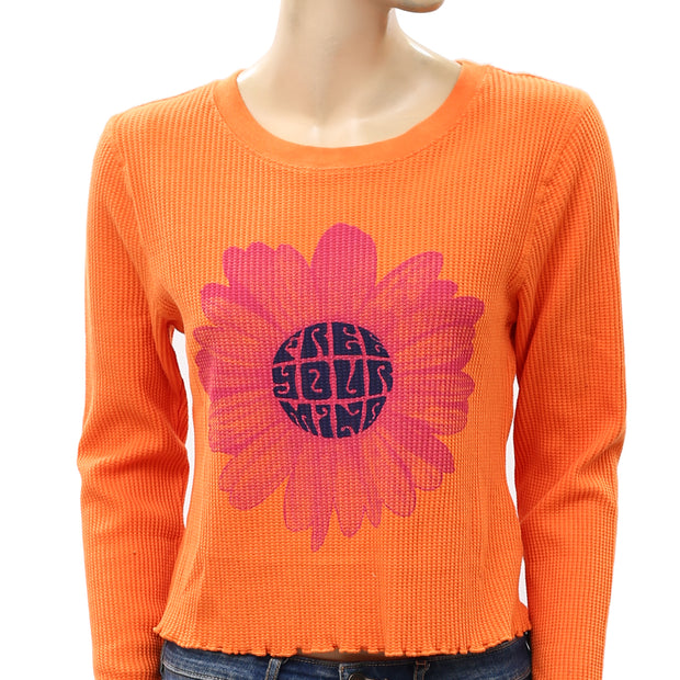 Urban Outfitters UO Shawni Free Your Mind Thermal Tee Cropped Top
