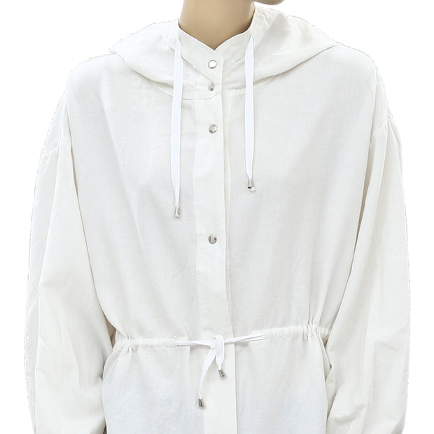 Free People Solid Cotton Hoodie Tunic Jacket Top M