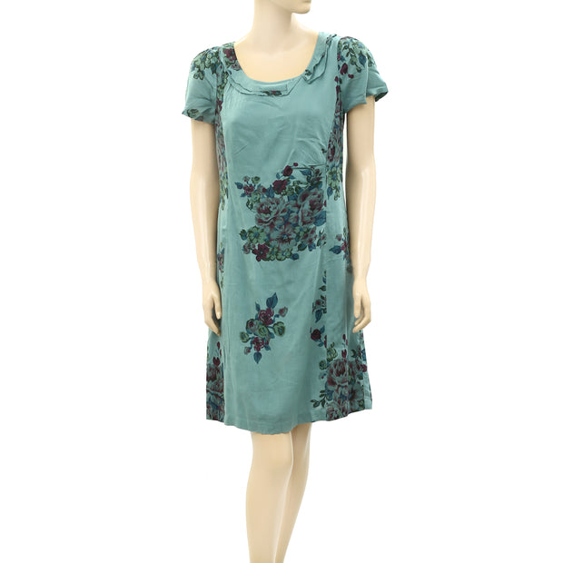 Indi & Cold Floral Printed Ruffle Shift Mini Dress S