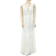 ASOS EDITION Embellished Cape Wedding Gown Maxi Dress S