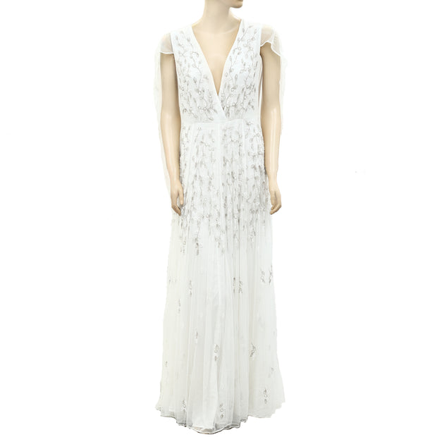 ASOS EDITION Embellished Cape Wedding Gown Maxi Dress S