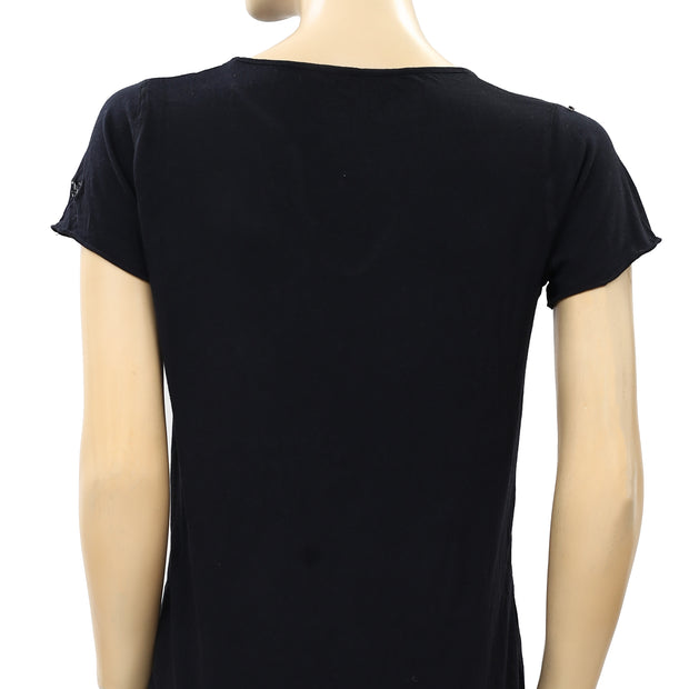 Zadig & Voltaire Tunisien Mc Solid Black T-shirt Top