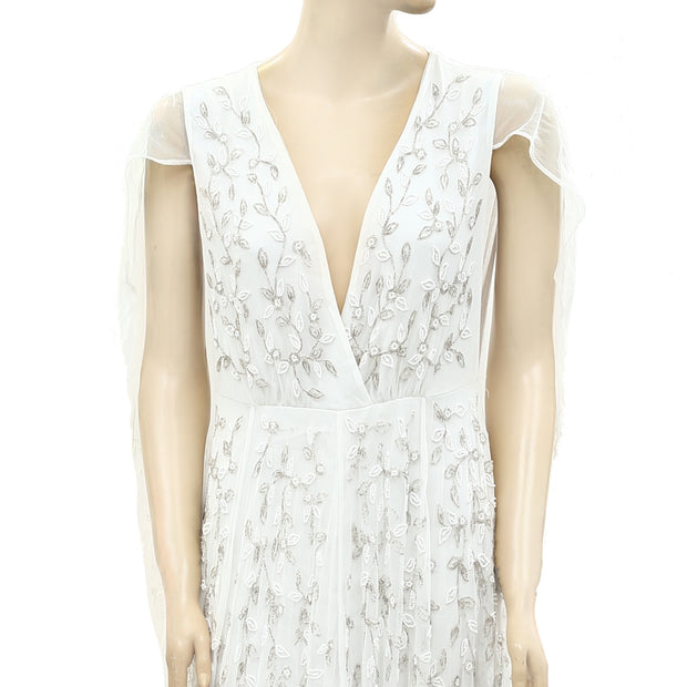 ASOS EDITION Embellished Cape Wedding Gown Maxi Dress S