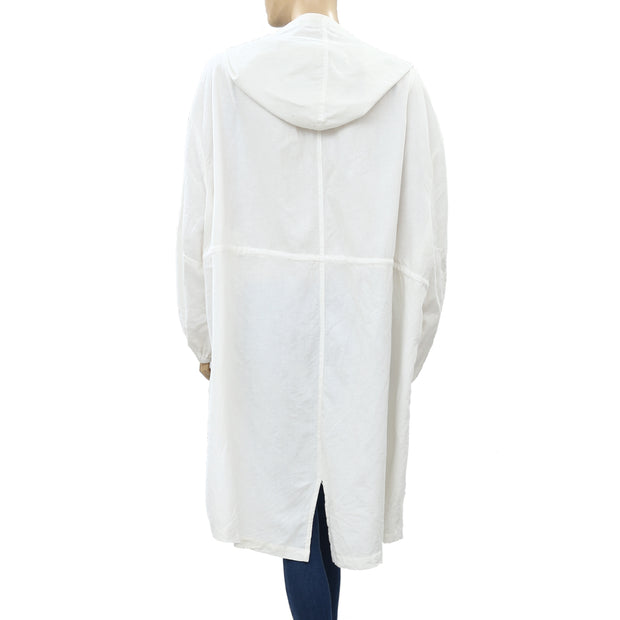 Free People Solid Cotton Hoodie Tunic Jacket Top M