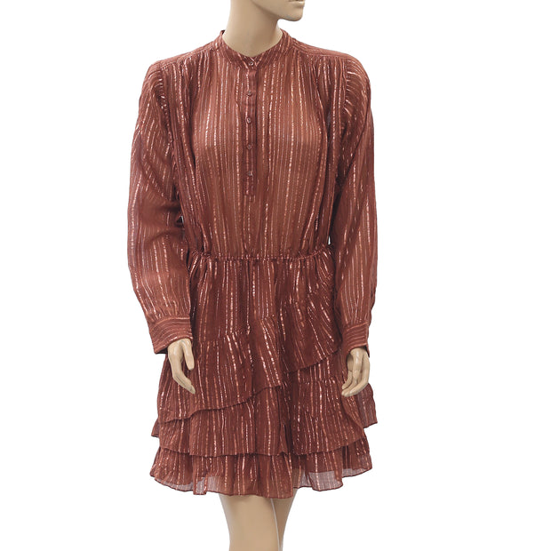 Ulla Johnson Della Metallic Striped Mini Dress S
