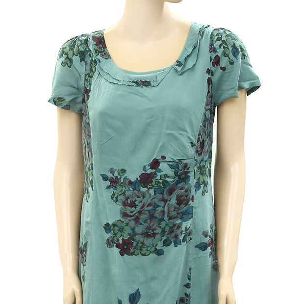 Indi & Cold Floral Printed Ruffle Shift Mini Dress S