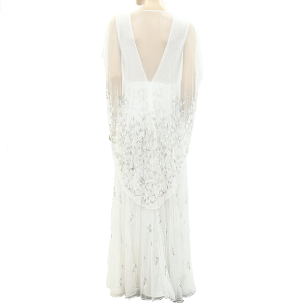 ASOS EDITION Embellished Cape Wedding Gown Maxi Dress S