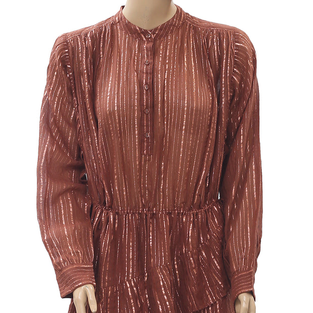 Ulla Johnson Della Metallic Striped Mini Dress S
