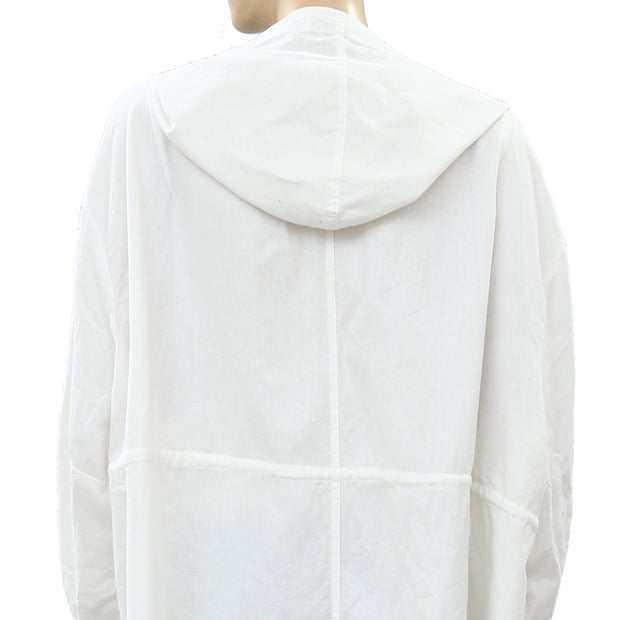 Free People Solid Cotton Hoodie Tunic Jacket Top M