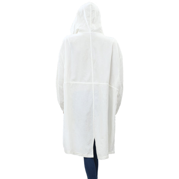 Free People Solid Cotton Hoodie Tunic Jacket Top M