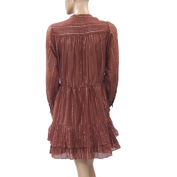 Ulla Johnson Della Metallic Striped Mini Dress S