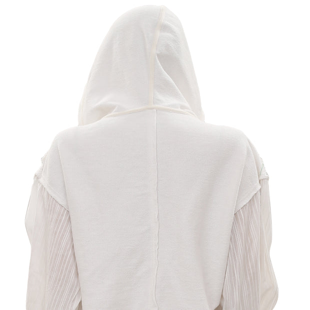 Free People Lacey Pullover Crochet White Hoodie Sweatshirt Crop Top M