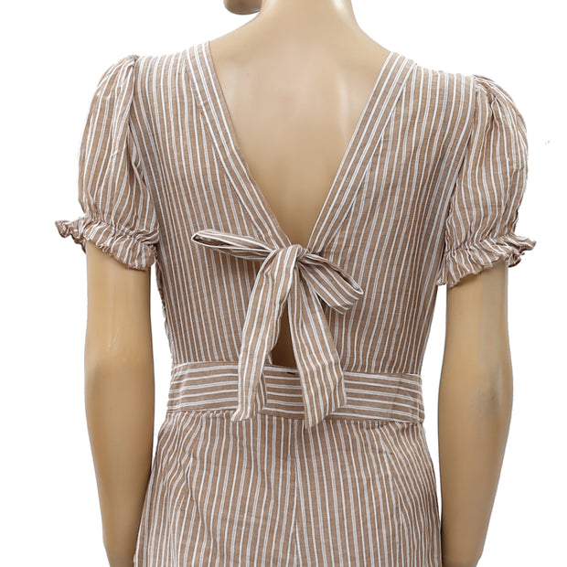 Free People Striped Boundry Jumpsuit Dress S 4