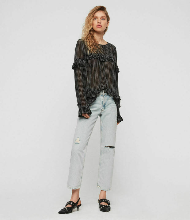 All Saints Spitalfields London Embroidered Blouse Top M